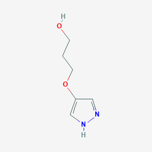 molecular formula C6H10N2O2 B8013692 3-(1H-pyrazol-4-yloxy)propan-1-ol 