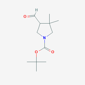 molecular formula C12H21NO3 B8013758 Tert-butyl 4-formyl-3,3-dimethylpyrrolidine-1-carboxylate 