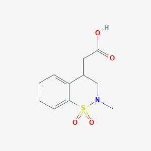 molecular formula C11H13NO4S B8013768 2-(2-Methyl-1,1-dioxo-3,4-dihydro-1lambda6,2-benzothiazin-4-yl)acetic acid 