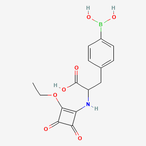 molecular formula C15H16BNO7 B8013871 3-Ethoxy-4-[2-carboxy-2-(4-borono-phenyl)ethylamino]-3-cyclobutene-1,2-dione (rac) 