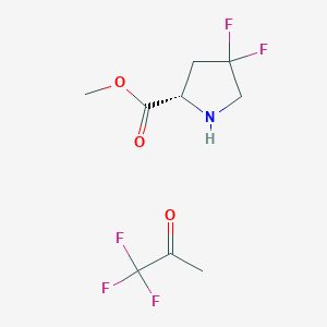molecular formula C9H12F5NO3 B8013895 methyl (2S)-4,4-difluoropyrrolidine-2-carboxylate;1,1,1-trifluoropropan-2-one 