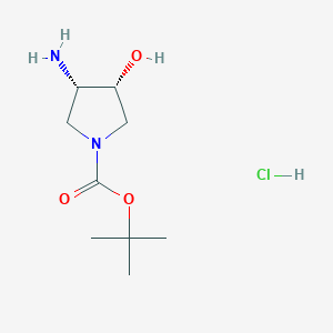 molecular formula C9H19ClN2O3 B8013983 cis-3-Amino-1-boc-4-hydroxypyrrolidine 