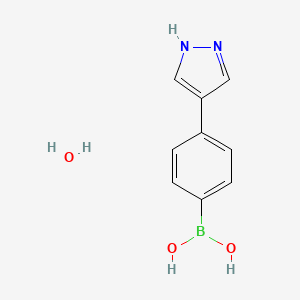 molecular formula C9H11BN2O3 B8014011 [4-(1H-Pyrazol-4-yl)phenyl]boronic acid hydrate 
