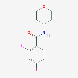 molecular formula C12H13FINO2 B8014222 4-Fluoro-2-iodo-N-(tetrahydro-2H-pyran-4-yl)benzamide 