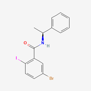 molecular formula C15H13BrINO B8014302 (S)-5-Bromo-2-iodo-N-(1-phenylethyl)benzamide 