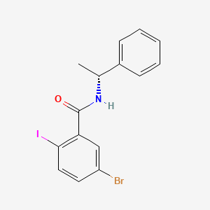 molecular formula C15H13BrINO B8014304 (R)-5-Bromo-2-iodo-N-(1-phenylethyl)benzamide 