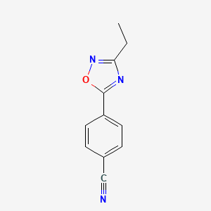 molecular formula C11H9N3O B8014327 4-(3-Ethyl-1,2,4-oxadiazol-5-yl)benzonitrile 