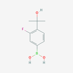 molecular formula C9H12BFO3 B8014357 [3-Fluoro-4-(2-hydroxypropan-2-yl)phenyl]boronic acid 