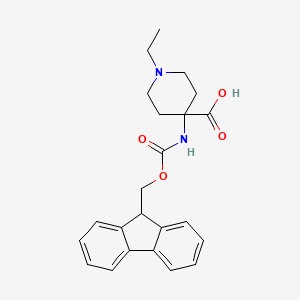 molecular formula C23H26N2O4 B8014398 1-ethyl-4-(9H-fluoren-9-ylmethoxycarbonylamino)piperidine-4-carboxylic acid 