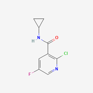 molecular formula C9H8ClFN2O B8014809 2-Chloro-N-cyclopropyl-5-fluoronicotinamide 