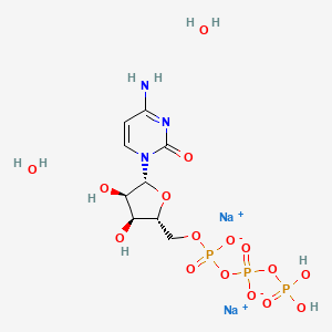 molecular formula C9H18N3Na2O16P3 B8014984 disodium;[[(2R,3S,4R,5R)-5-(4-amino-2-oxopyrimidin-1-yl)-3,4-dihydroxyoxolan-2-yl]methoxy-oxidophosphoryl] phosphono phosphate;dihydrate 