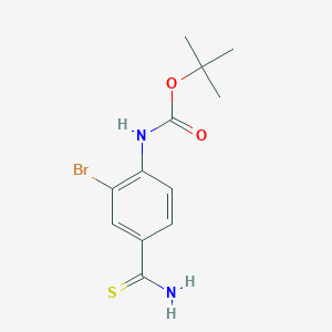 molecular formula C12H15BrN2O2S B8015211 tert-butyl N-(2-bromo-4-carbamothioylphenyl)carbamate 