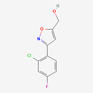 molecular formula C10H7ClFNO2 B8015224 [3-(2-Chloro-4-fluorophenyl)-1,2-oxazol-5-yl]methanol 
