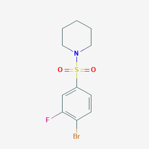 molecular formula C11H13BrFNO2S B8015239 1-(4-Bromo-3-fluorophenyl)sulfonylpiperidine 