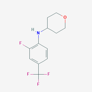 molecular formula C12H13F4NO B8015319 N-(2-fluoro-4-(trifluoromethyl)phenyl)tetrahydro-2H-pyran-4-amine 