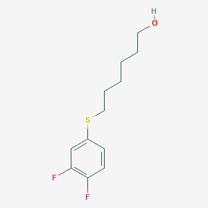 molecular formula C12H16F2OS B8015336 6-(3,4-Difluorophenyl)sulfanylhexan-1-ol 