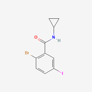 molecular formula C10H9BrINO B8015530 2-Bromo-N-cyclopropyl-5-iodobenzamide 