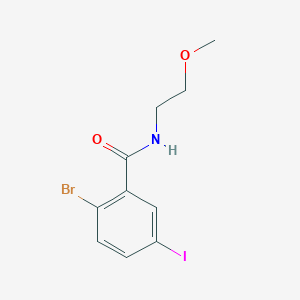 molecular formula C10H11BrINO2 B8015558 2-Bromo-5-iodo-N-(2-methoxyethyl)benzamide 