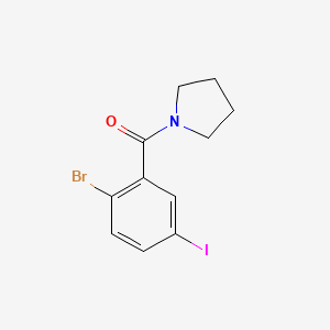 molecular formula C11H11BrINO B8015562 (2-Bromo-5-iodophenyl)(pyrrolidin-1-yl)methanone 