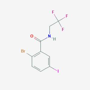 molecular formula C9H6BrF3INO B8015565 2-Bromo-5-iodo-N-(2,2,2-trifluoroethyl)benzamide 