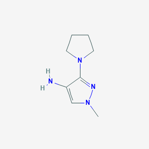 molecular formula C8H14N4 B8015611 1-methyl-3-(pyrrolidin-1-yl)-1H-pyrazol-4-amine 