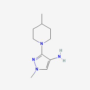 molecular formula C10H18N4 B8015614 1-methyl-3-(4-methylpiperidin-1-yl)-1H-pyrazol-4-amine 