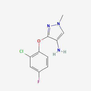 molecular formula C10H9ClFN3O B8015626 3-(2-Chloro-4-fluorophenoxy)-1-methyl-1H-pyrazol-4-amine 