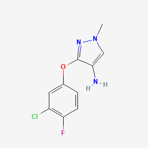 molecular formula C10H9ClFN3O B8015678 3-(3-Chloro-4-fluorophenoxy)-1-methyl-1H-pyrazol-4-amine 