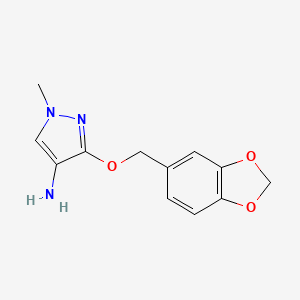 molecular formula C12H13N3O3 B8015705 3-[(2H-1,3-benzodioxol-5-yl)methoxy]-1-methyl-1H-pyrazol-4-amine 