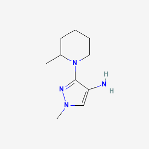 molecular formula C10H18N4 B8015761 1-methyl-3-(2-methylpiperidin-1-yl)-1H-pyrazol-4-amine 