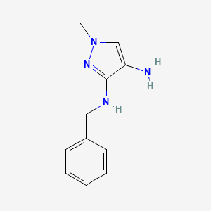 molecular formula C11H14N4 B8015780 N3-benzyl-1-methyl-1H-pyrazole-3,4-diamine 