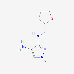 molecular formula C9H16N4O B8015807 1-methyl-N3-[(oxolan-2-yl)methyl]-1H-pyrazole-3,4-diamine 