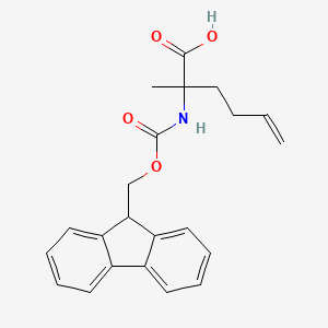 molecular formula C22H23NO4 B8015866 (2R)-2-(9H-fluoren-9-ylmethoxycarbonylamino)-2-methylhex-5-enoic acid 