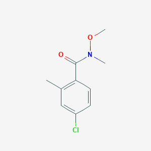 molecular formula C10H12ClNO2 B8015935 4-Chloro-N-methoxy-2,N-dimethylbenzamide 