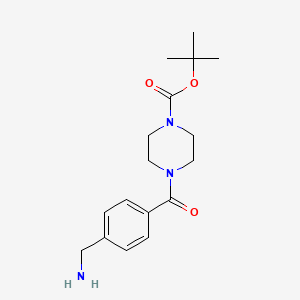 molecular formula C17H25N3O3 B8016187 4-(4-Aminomethyl-benzoyl)-piperazine-1-carboxylic acid tert-butyl ester 