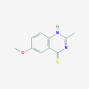 molecular formula C10H10N2OS B8016209 6-Methoxy-2-methylquinazoline-4-thiol 