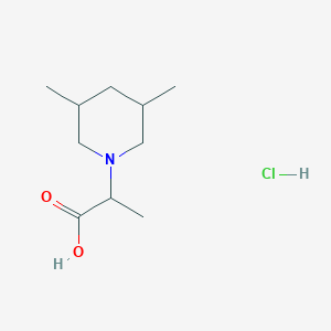 molecular formula C10H20ClNO2 B8016221 1-Piperidineacetic acid, alpha,3,5-trimethyl-, hydrochloride 