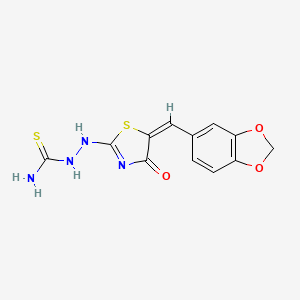 molecular formula C12H10N4O3S2 B8016269 [[(5E)-5-(1,3-benzodioxol-5-ylmethylidene)-4-oxo-1,3-thiazol-2-yl]amino]thiourea 