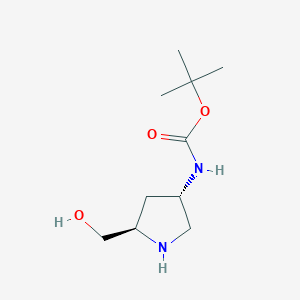 molecular formula C10H20N2O3 B8016427 Tert-butyl (3S,5R)-5-(hydroxymethyl)pyrrolidin-3-ylcarbamate 