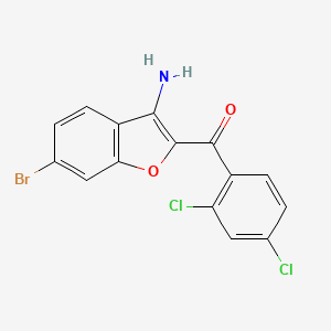 molecular formula C15H8BrCl2NO2 B8016493 (3-Amino-6-bromo-1-benzofuran-2-yl)-(2,4-dichlorophenyl)methanone 