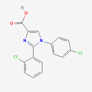 molecular formula C16H10Cl2N2O2 B8016497 2-(2-chlorophenyl)-1-(4-chlorophenyl)-1H-imidazole-4-carboxylic acid 