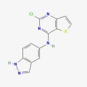 molecular formula C13H8ClN5S B8016504 2-Chloro-N-(1H-indazol-5-yl)thieno[3,2-d]pyrimidin-4-amine 