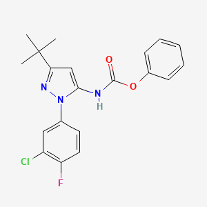 phenyl N-[5-tert-butyl-2-(3-chloro-4-fluorophenyl)pyrazol-3-yl]carbamate