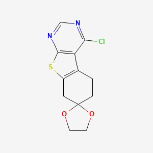 molecular formula C12H11ClN2O2S B8016578 4-chloro-5,8-dihydro-6H-spiro[1-benzothieno[2,3-d]pyrimidine-7,2'-[1,3]dioxolane] 