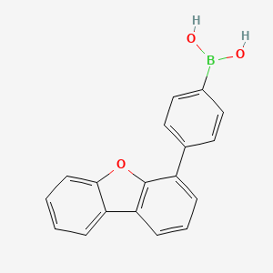 molecular formula C18H13BO3 B8016611 4-Dibenzofuran-4-yl-phenyl-boronic acid 