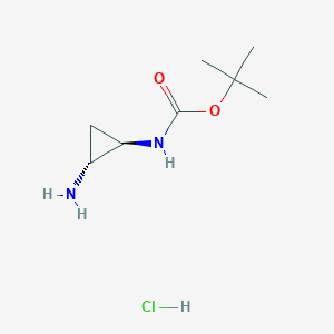 molecular formula C8H17ClN2O2 B8016641 tert-butyl N-[(1R,2R)-2-aminocyclopropyl]carbamate hydrochloride 