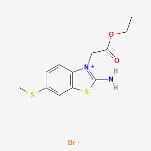 molecular formula C12H15BrN2O2S2 B8016688 2-Amino-3-(2-ethoxy-2-oxoethyl)-6-(methylthio)benzo[d]thiazol-3-ium bromide 