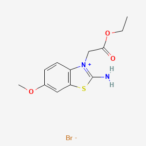 molecular formula C12H15BrN2O3S B8016690 Ethyl 2-(2-amino-6-methoxy-1,3-benzothiazol-3-ium-3-yl)acetate;bromide 
