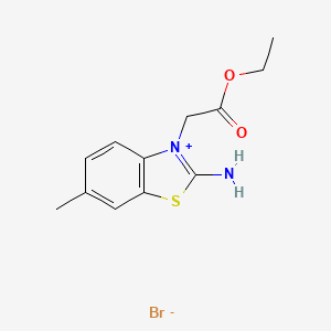 molecular formula C12H15BrN2O2S B8016704 2-Amino-3-(2-ethoxy-2-oxoethyl)-6-methylbenzo[d]thiazol-3-ium bromide 