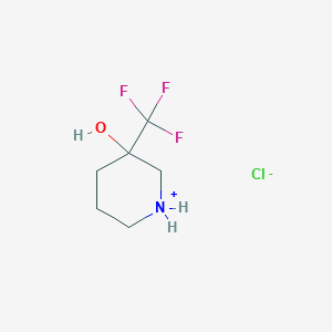 molecular formula C6H11ClF3NO B8016828 3-Hydroxy-3-(trifluoromethyl)piperidin-1-ium chloride 